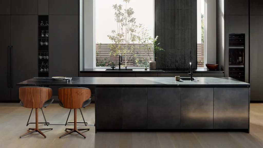 BOFFI CUCINA DI DESIGN MODERNO MODELLO XILA IN FINITURA METALS EFFETTO TITANIO